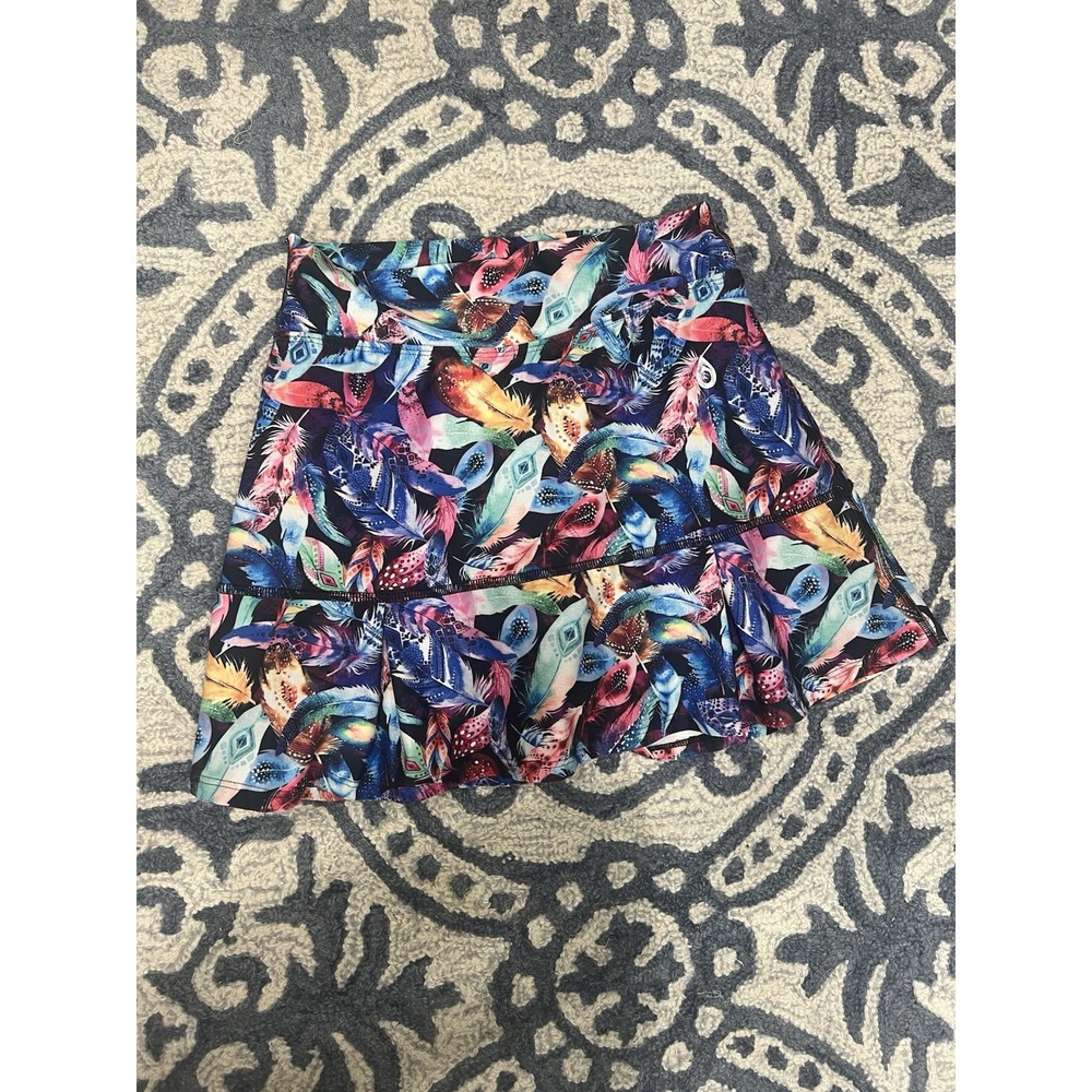 Dona Jo Skirt Jojo Skorts Feathers Sz 1 Small Multicolor Tennis Pickleball Golf